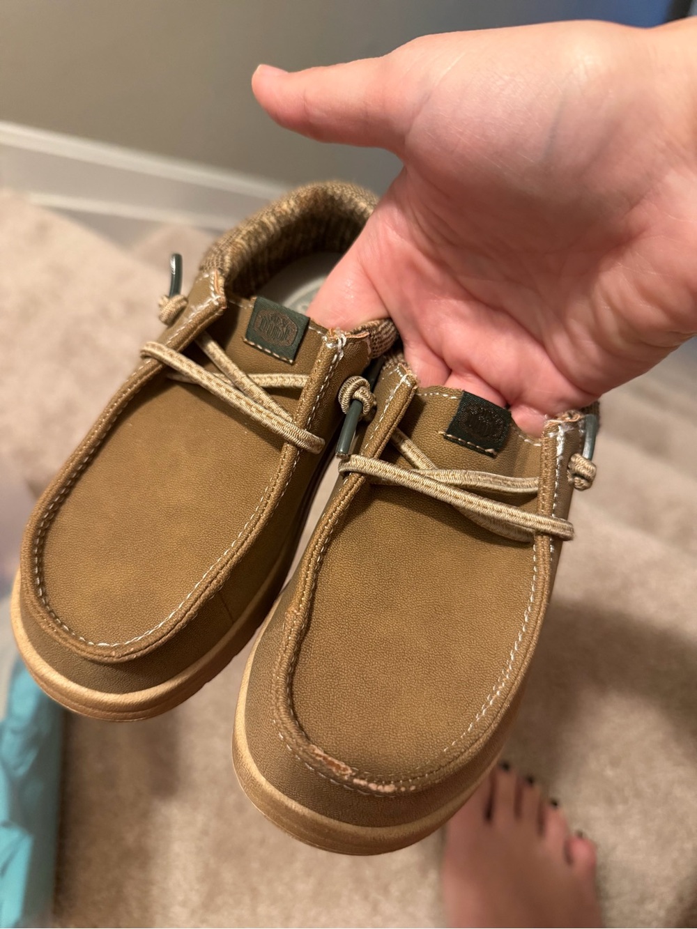 Hey Dude Kids Slip-On Moccasins in Tan Brown